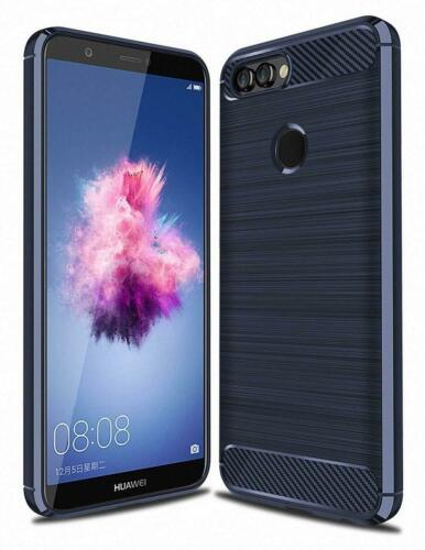 Protectores para celular  para Huawei  P Smart Funda de tpu fibra de carbono Azul
